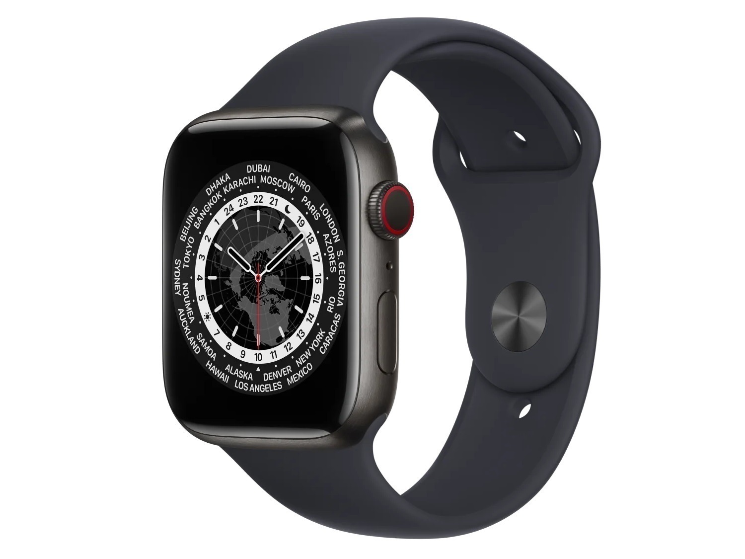 Buy Apple Watch Series 7 (Cellular) 45mm Space Black TI Case Black Band ...