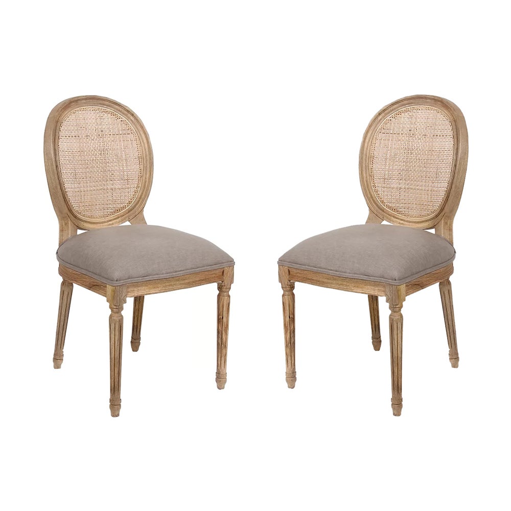 Set of 2 - Jarvis Rattan Back Dining Chairs - Mango Wood