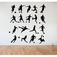 18 PCs Soccer Football Players Wall Art Stickers