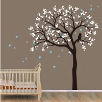 200x230cm Owl Hoot Star Tree Wall Stickers