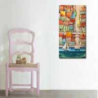 50x100x3cm Seaside Town Giclee Canvas Print