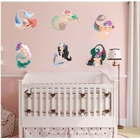 6 Pcs Mermaid Girls Wall Stickers