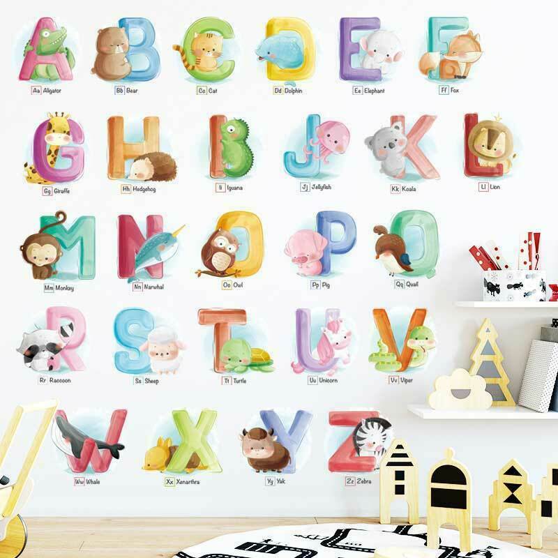 (A-Z) Watercolour Animal Alphabet Wall Sticker