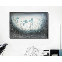 Abstract Blue Flowers Stretched Canvas Print
