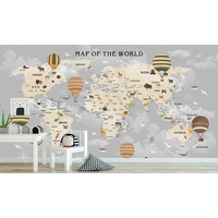 Animal World Map Kids Wall Mural M08