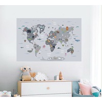 Animal Worldmap Map Wall Sticker