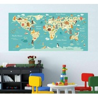 Animal Worldmap Removable Wall Stickers