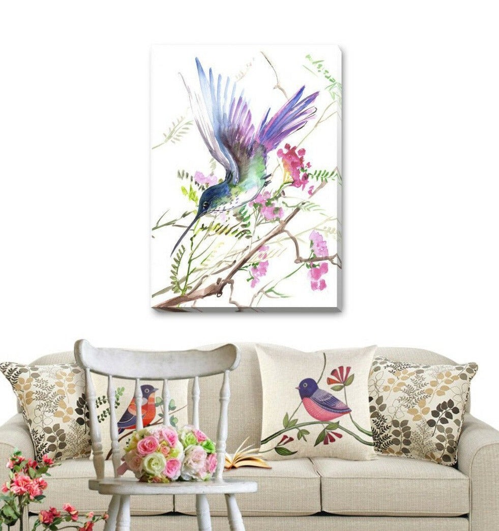 Birds Flower Stretched Canvas Print FW65