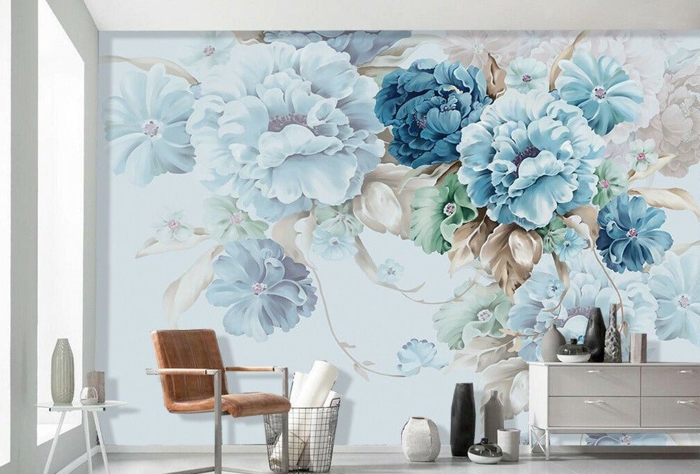 Blue Flower Blossom Removable Wall Mural