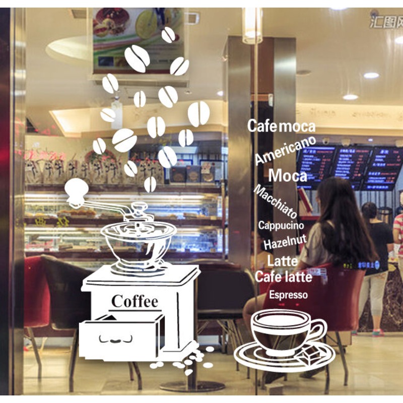 Coffee Cafe Shop Window Stickers | Buy Wallpaper & Decals - 1300757