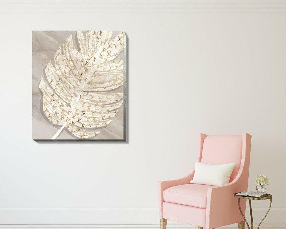 Golden Leave Fashion Stretched Canvas Print