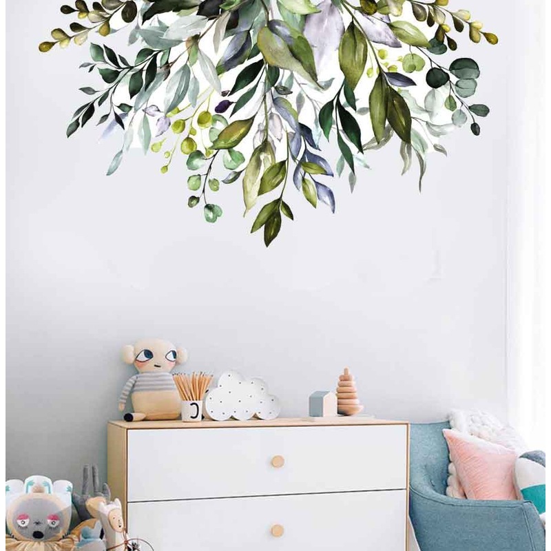 Greenery Tropical Leaf Corner Branch Wall Decal Nursery