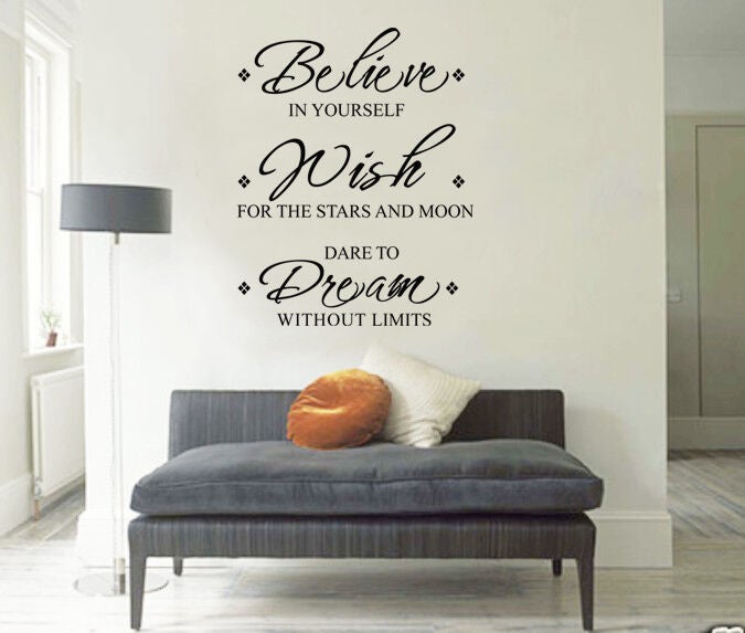 Inspirational "Believe Wish Dream" Wall Quote Stickers