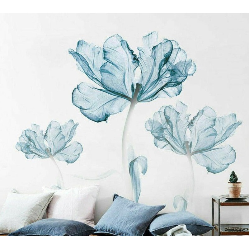 Buy Large Blue Flower Wall Art Stickers MyDeal