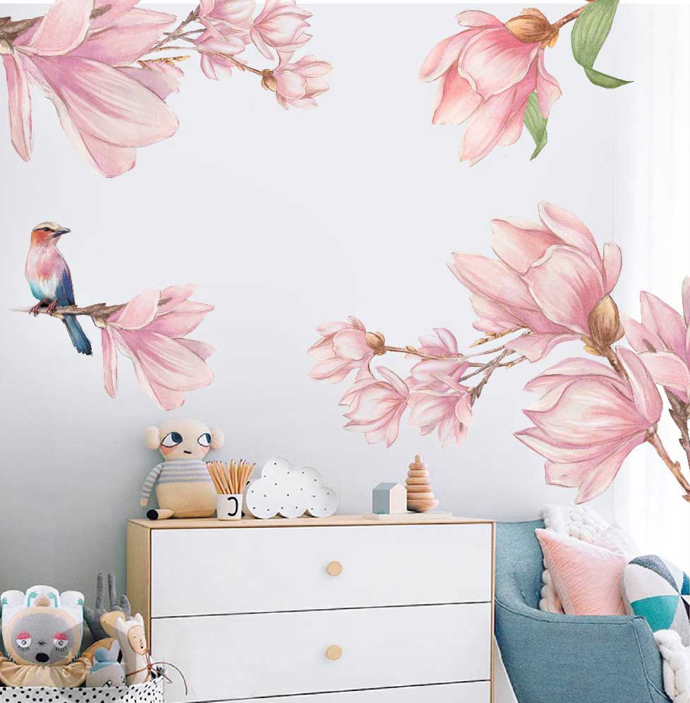 Magnolia Flower Branch Wall Decal