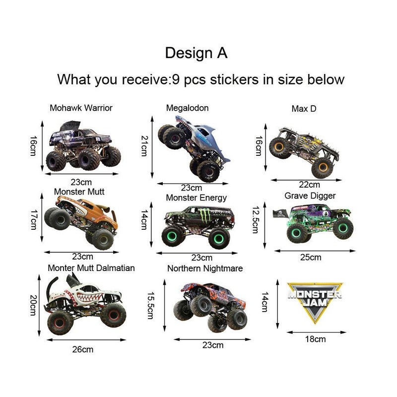 Monster Trucks Collection Wall Stickers Kid S 1301146 - Monster Jam Giant Wall Decals