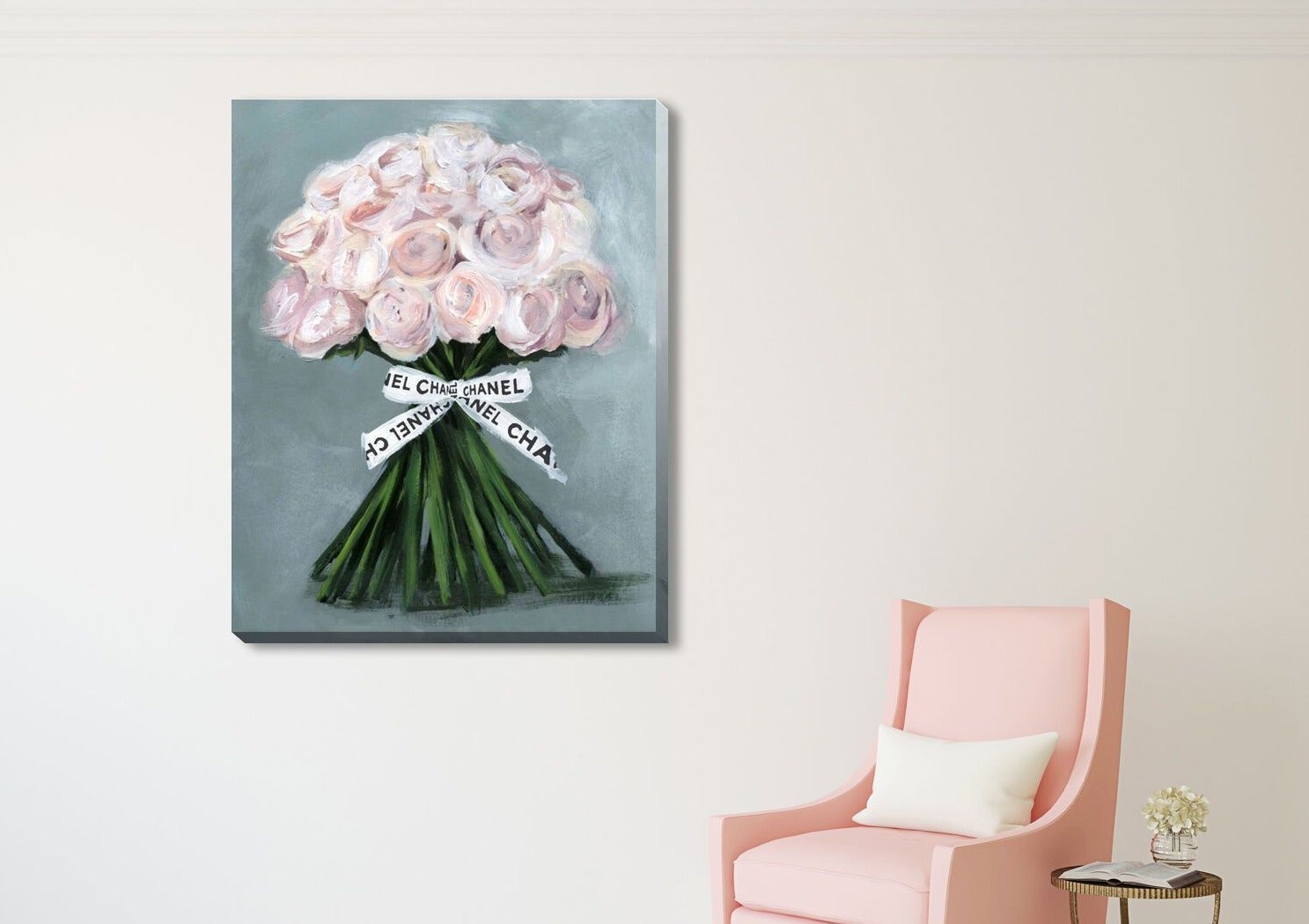 Pink Rose Fashion Stretched Canvas Print