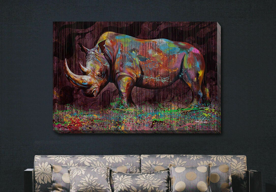 Rhino Stretched Canvas Print