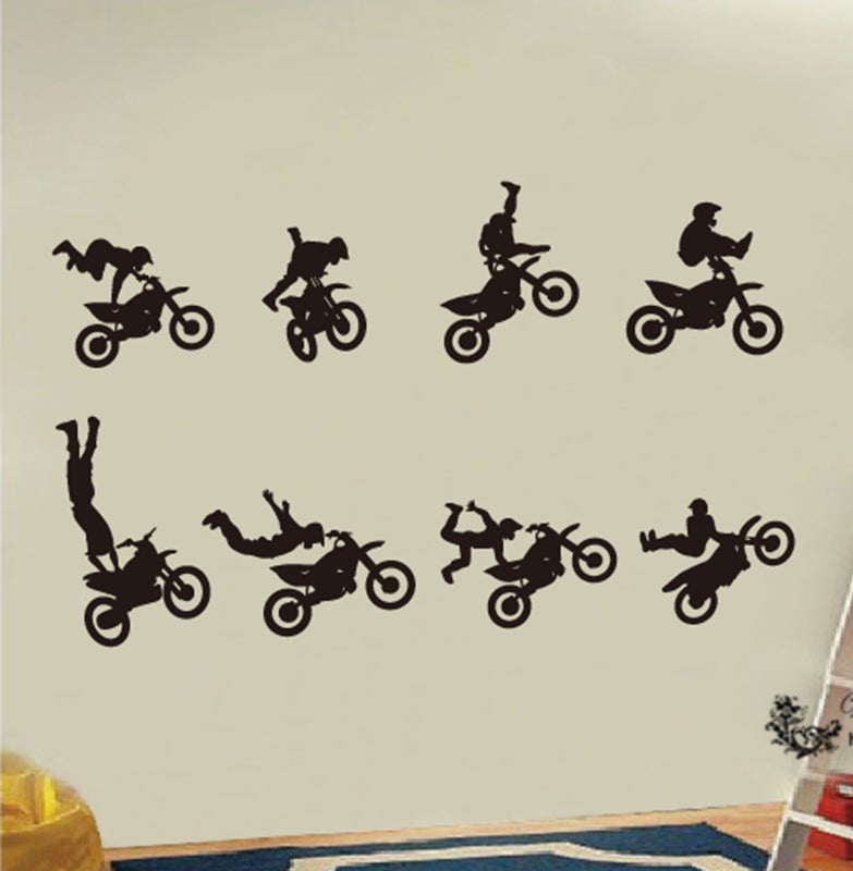 Set of 8 Motocross Motor Bike Wall Decor