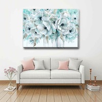 Buy Teal Harmony Flower Stretched Canvas Print F117 - Mydeal