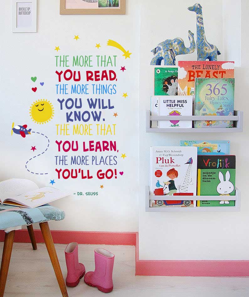 "The more you read" Dr Seuss Quote Wall Sticker
