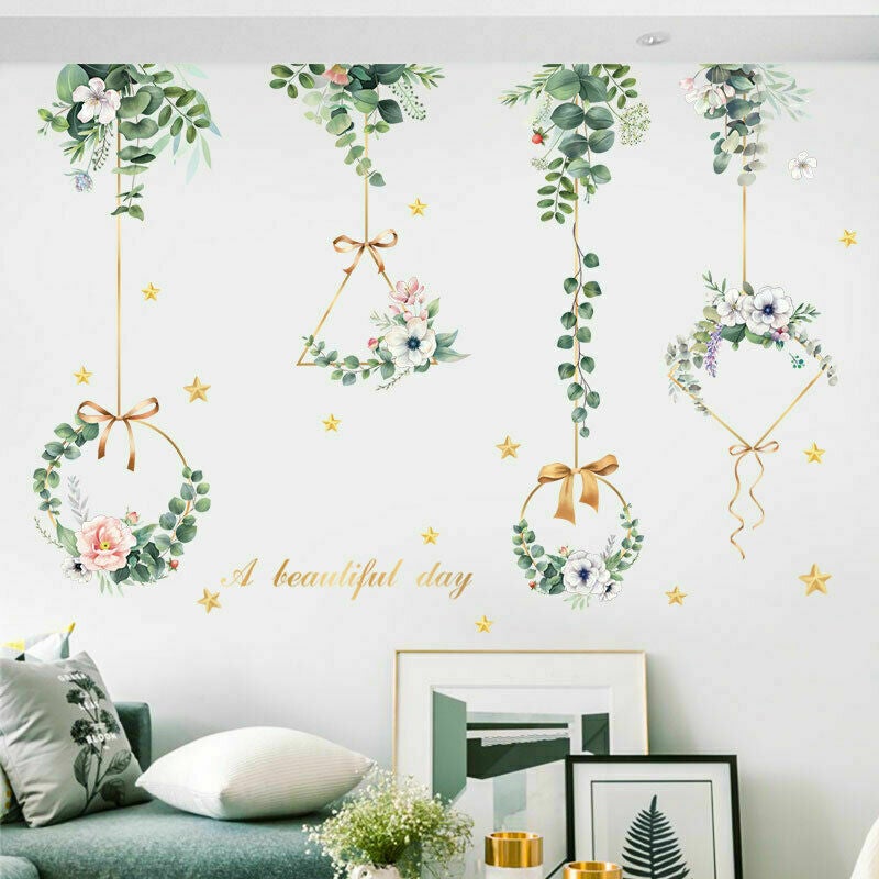 Tropical Leaves Flower Hanging Wall Sticker