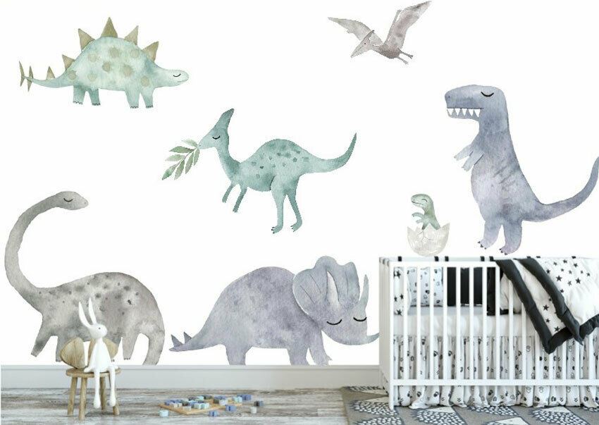 Watercolour Dinosaur Wall Sticker Boys Decal Nursery Decor