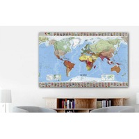 World Map Country Flag Stretched Canvas Print