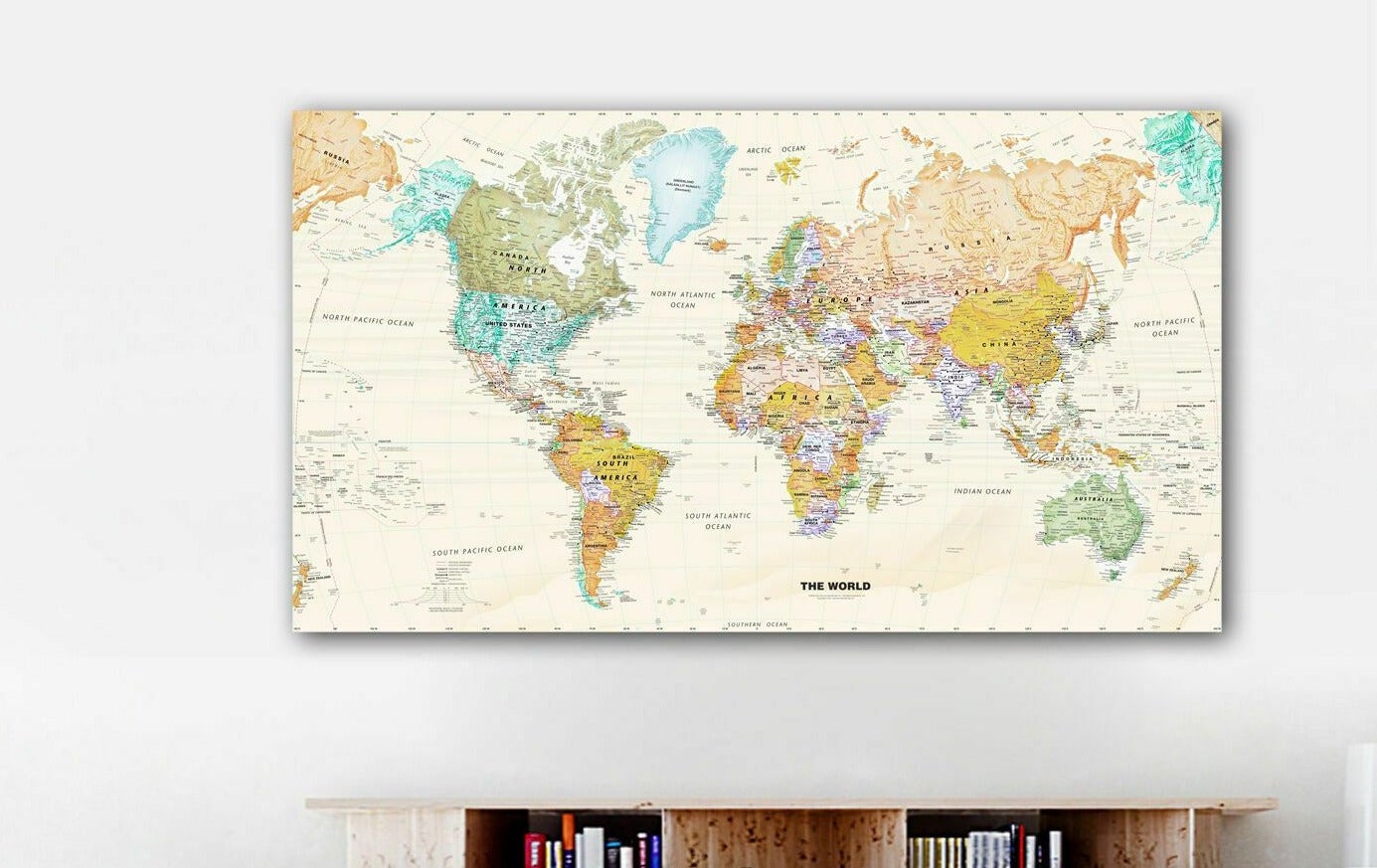 World Map Stretched Canvas Prints