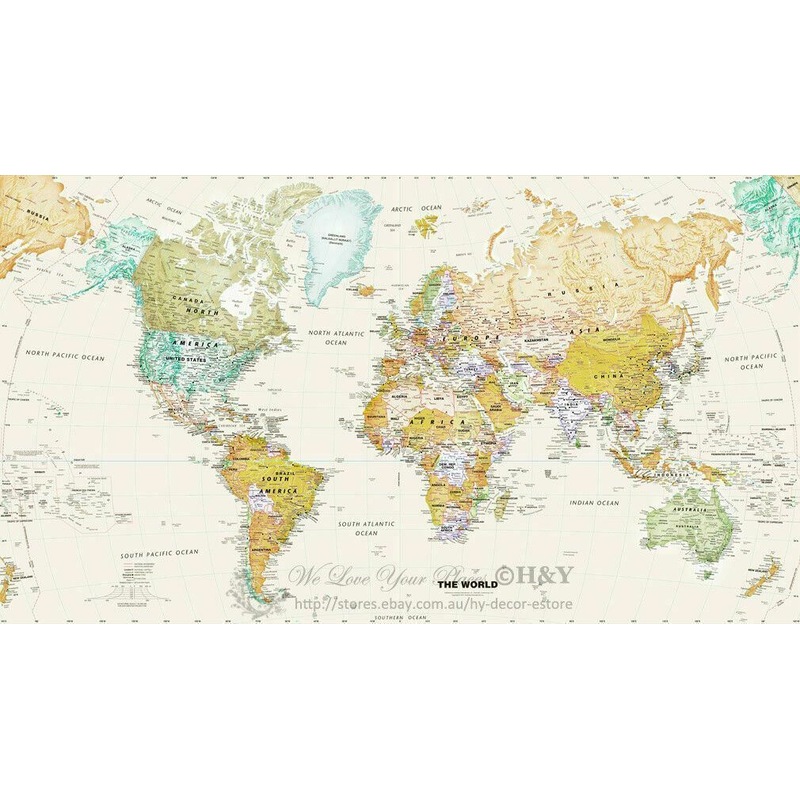 Buy World Map Worldmap Removable Wall Mural - MyDeal