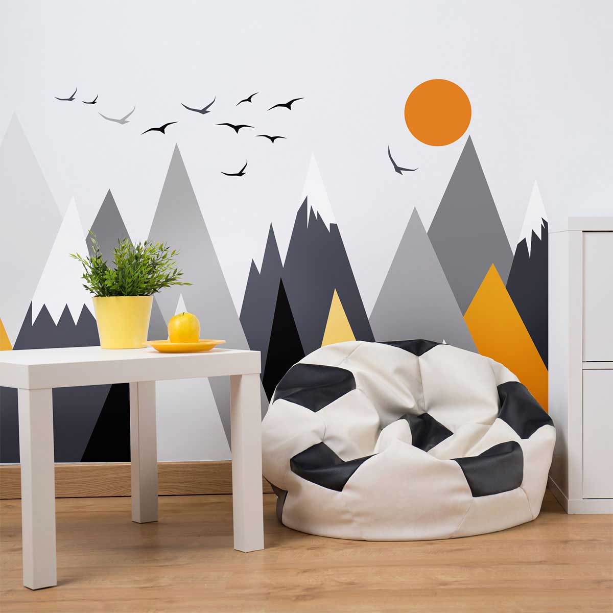 Yellow Gray Mix Geometric Mountain Wall Sticker Kid Decal