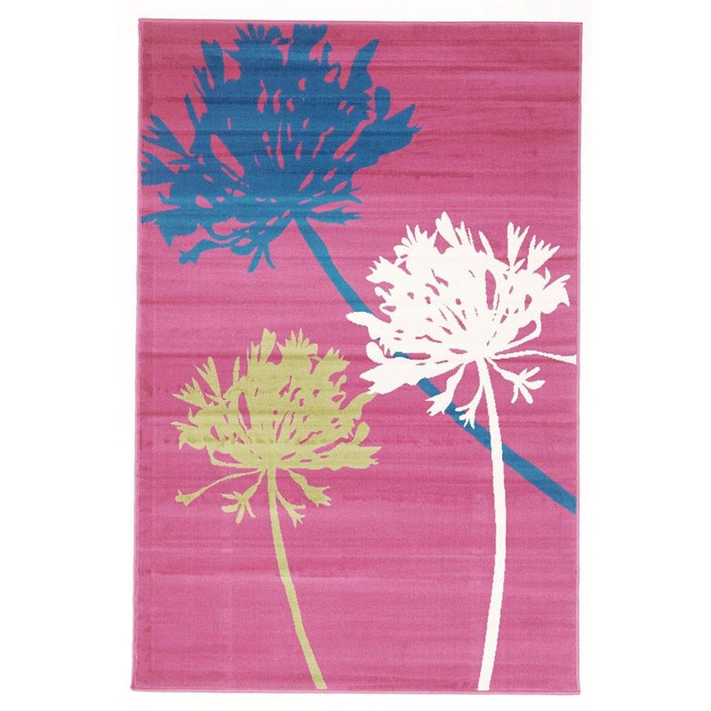 Buy Agapanthus Floral Pink Blue Green Rug MyDeal