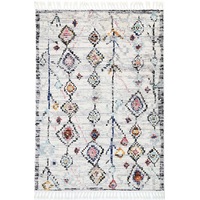 Boho Moroccan Taza Contemporary Ivory & Multi Rug