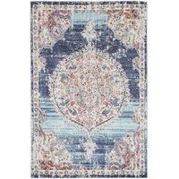 Neptune Hollow Medalion Transitional Navy & Multi Rug