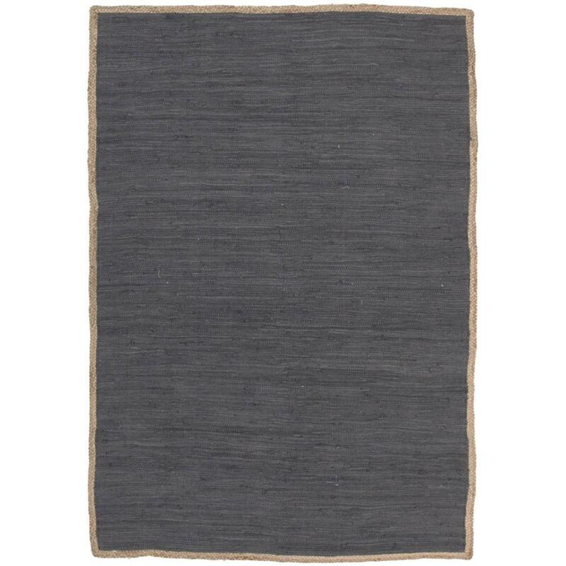 Buy Reno Cotton and Jute Rug Charcoal MyDeal