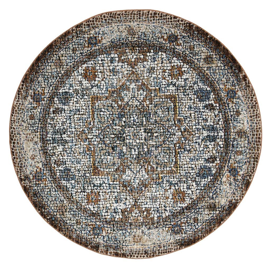 Buy Roman Mosaic Classic Grey Brown Round Rug - MyDeal Australia