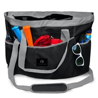 Red Suricata Extra Large Mesh Beach Tote Bag – Black/Grey