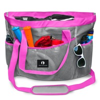 Red Suricata Extra Large Mesh Beach Tote Bag – Grey/Pink