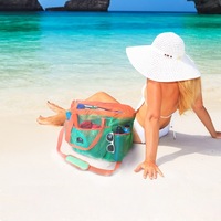 Red Suricata Extra Large Mesh Beach Tote Bag – Turquoise/Orange