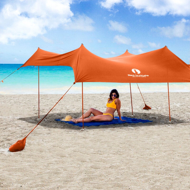 Red Suricata Family Beach Sun Shade Canopy - Orange