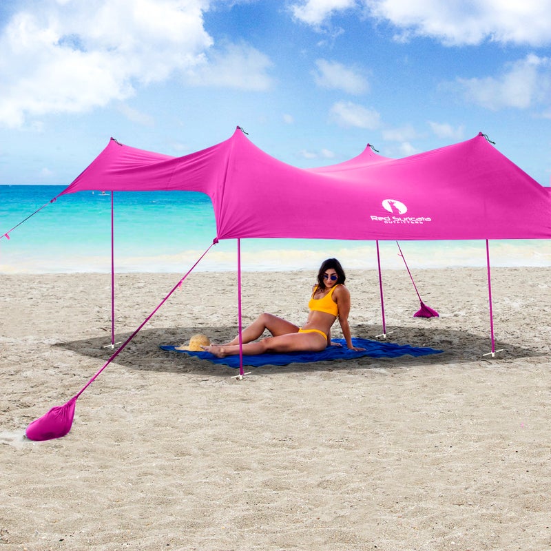 Red Suricata Family Beach Sun Shade Canopy - Pink