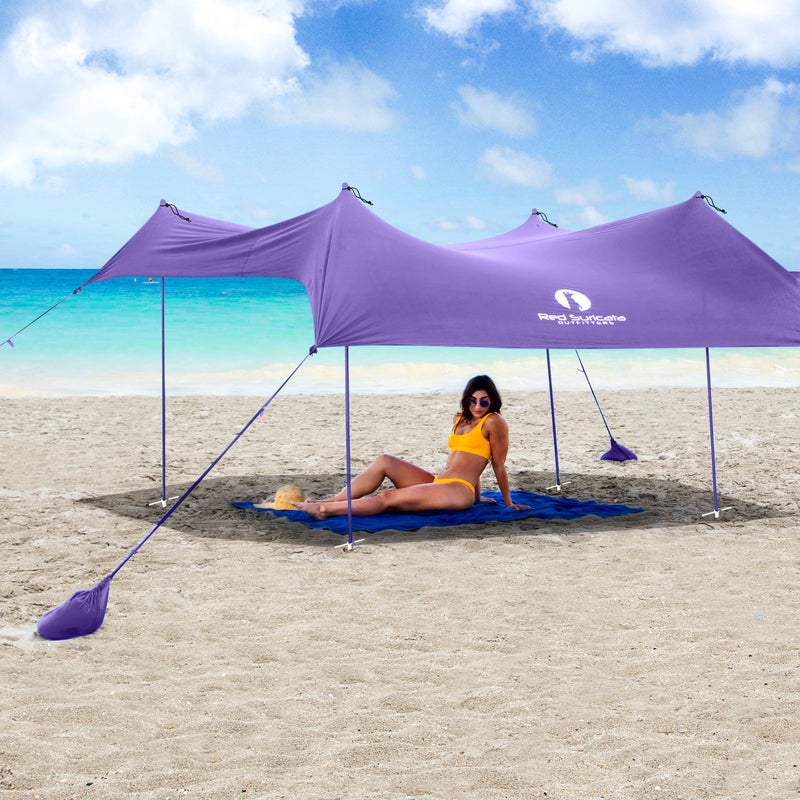 Red Suricata Family Beach Sun Shade Canopy - Purple