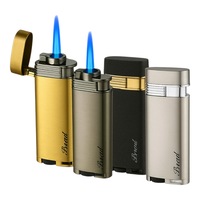 4 Pack Broad Slim Jet Lighters Metal Flip Top Windproof Fluid Refillable