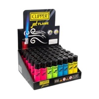 Box of 48 Clipper Soft Touch High Quality Reusable Jet Lighters Windproof Flame