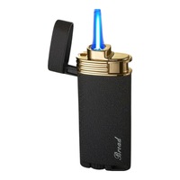 Broad Slim Matte Black Jet Lighter Metal Flip Top Windproof Fluid Refillable