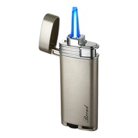 Broad Slim Jet Lighter Metal Flip Top Windproof Fluid Refillable
