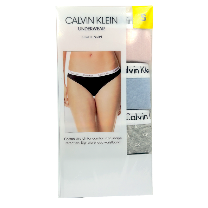 Buy Calvin Klein Womens Underwear 3 Pack Pink Blue Grey - Small