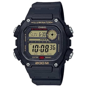 Casio DW-291H-9A Black & Gold 200m Men's Multifunction Digital Sports Watch
