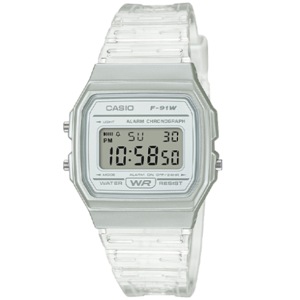 Casio F91WS-7 Digital Chronograph Women's Watch Clear Resin Band Alarm Date AU