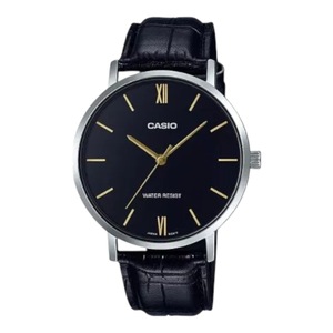 Casio MTP-VT01L-1B Mens Black Leather Dress Watch Classic Slim Analog 30M
